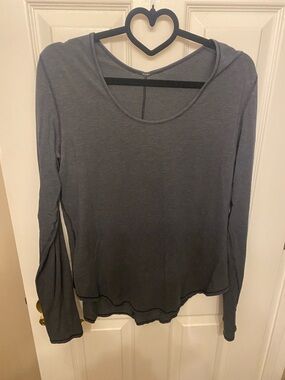Lululemon Long-Sleeve Scoop Neck Top - Charcoal Gray high low